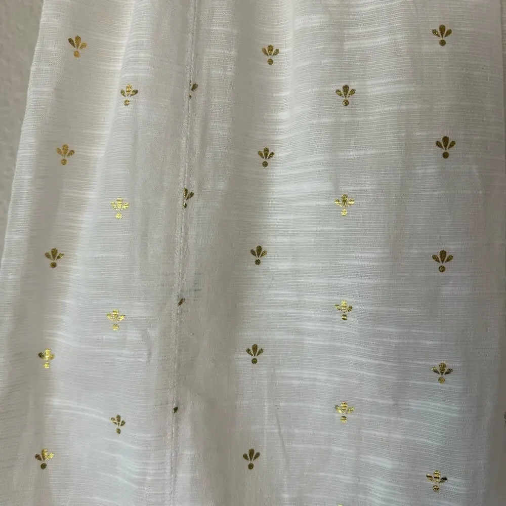 Tularosa White & Metallic Gold Midi Skirt Size Small